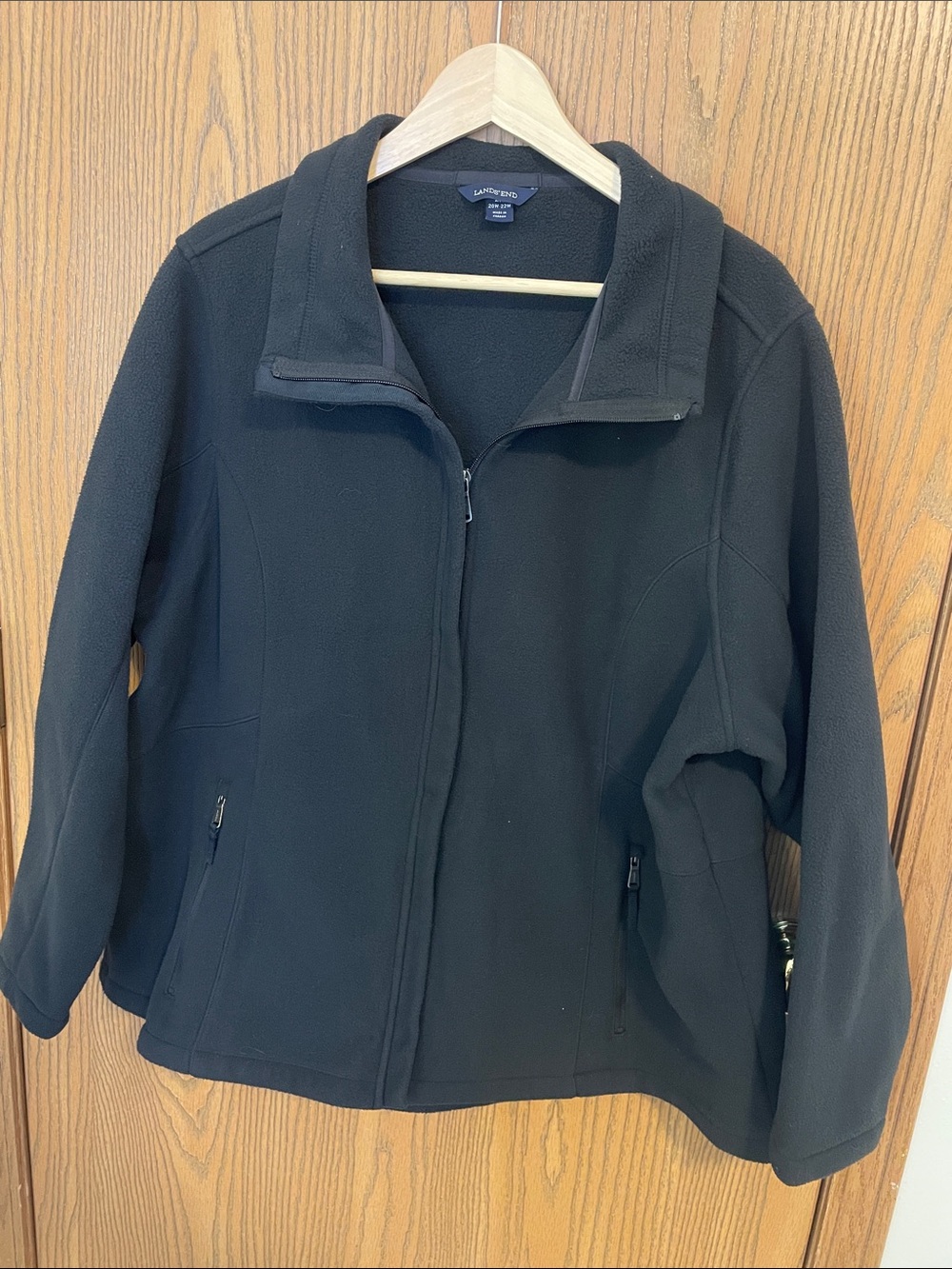 Lands' End Black Full-Zip Fleece Utility Jacket